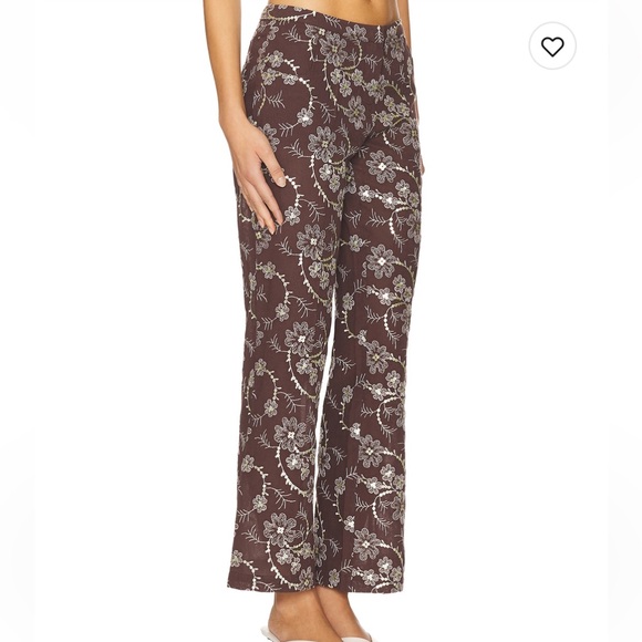 NWT SIEDRES Cera Floral Detailed Chocolate Brown Pants - Picture 2 of 8